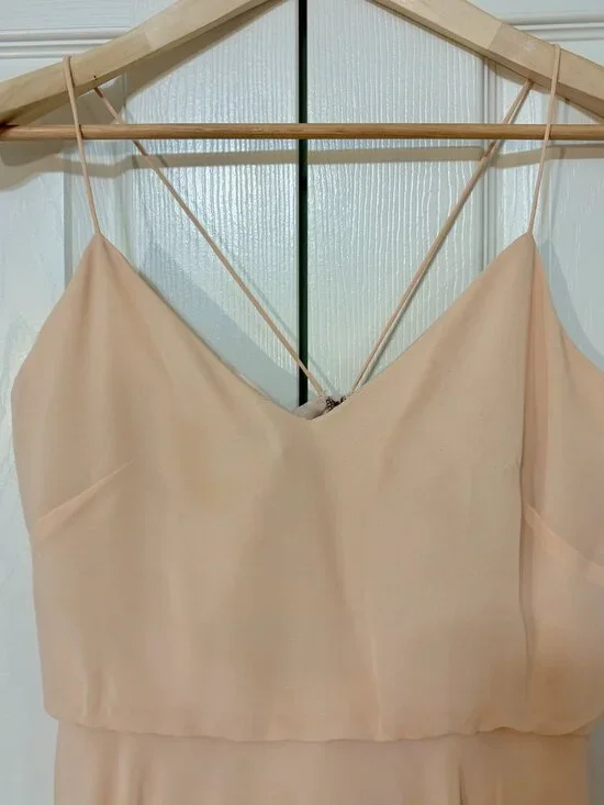Jenny Yoo Inesse Blush Chiffon Maxi Dress Size 6 BHLDN Bridesmaid Formal - Picture 5 of 10